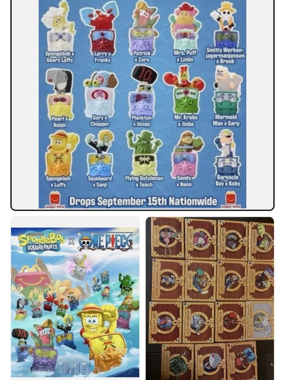 SpongeBob Squarepants Crossover Mini Figures McDonald’s collab set of 15